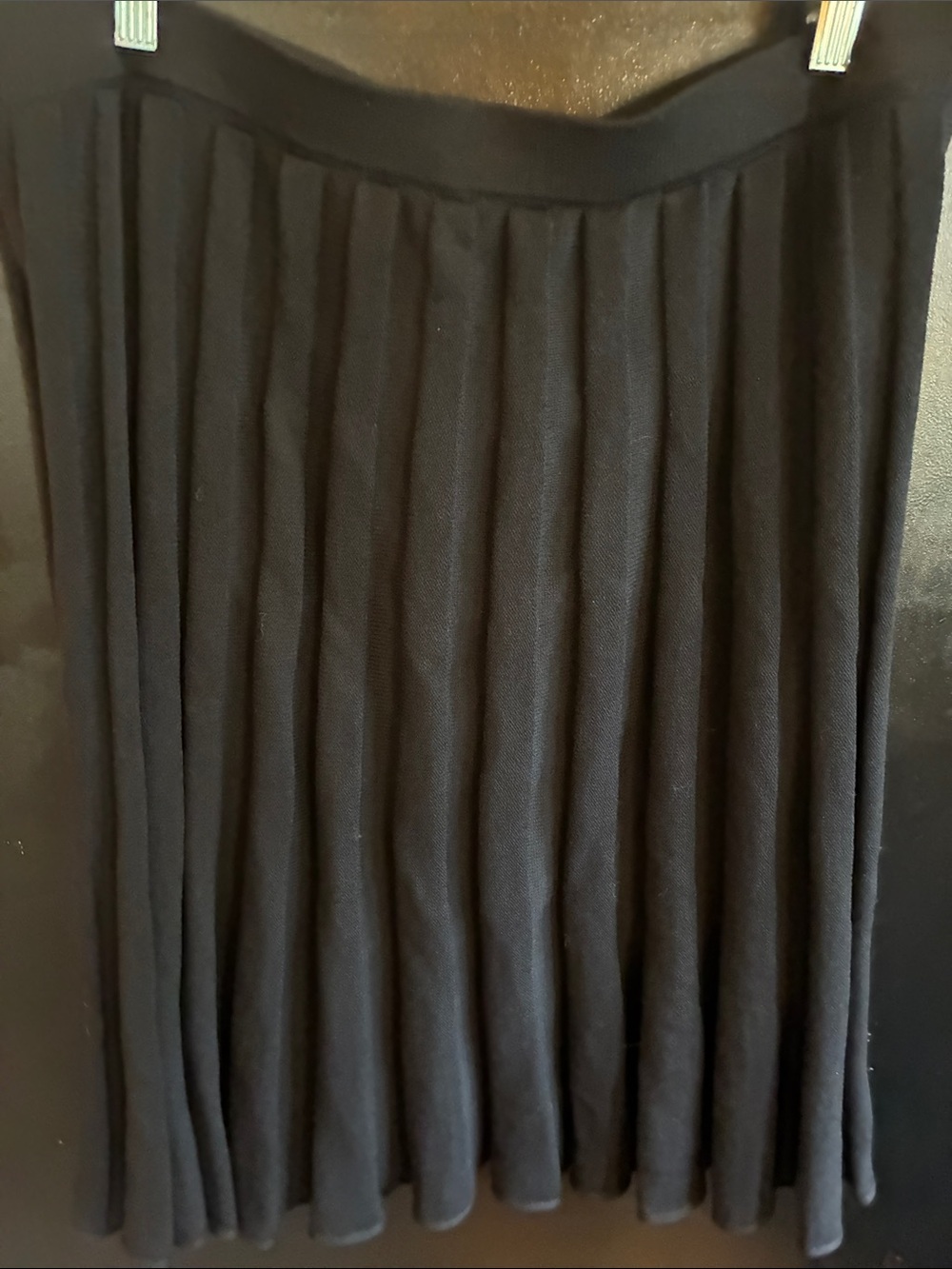 St. John Black Pleated Circle Skirt heavy knit